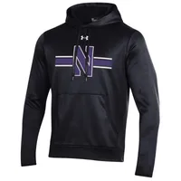 Pull à capuche noir en molleton rayures logo Northwestern Wildcats Under Armour pour homme