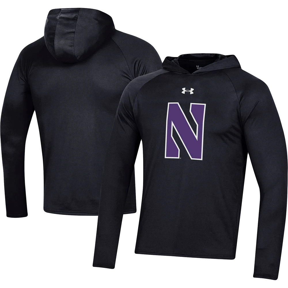 Under Armour Northwestern Wildcats School Logo Raglan T-shirt à manches longues pour homme Performance Noir