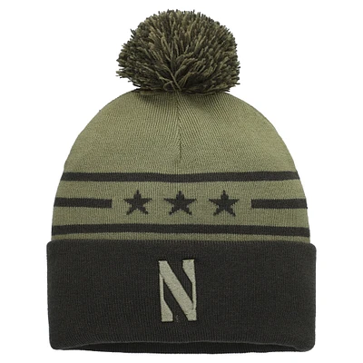 Men's Under Armour Forest Green Northwestern Wildcats Freedom Collection Cuffed Knit Hat with Pom