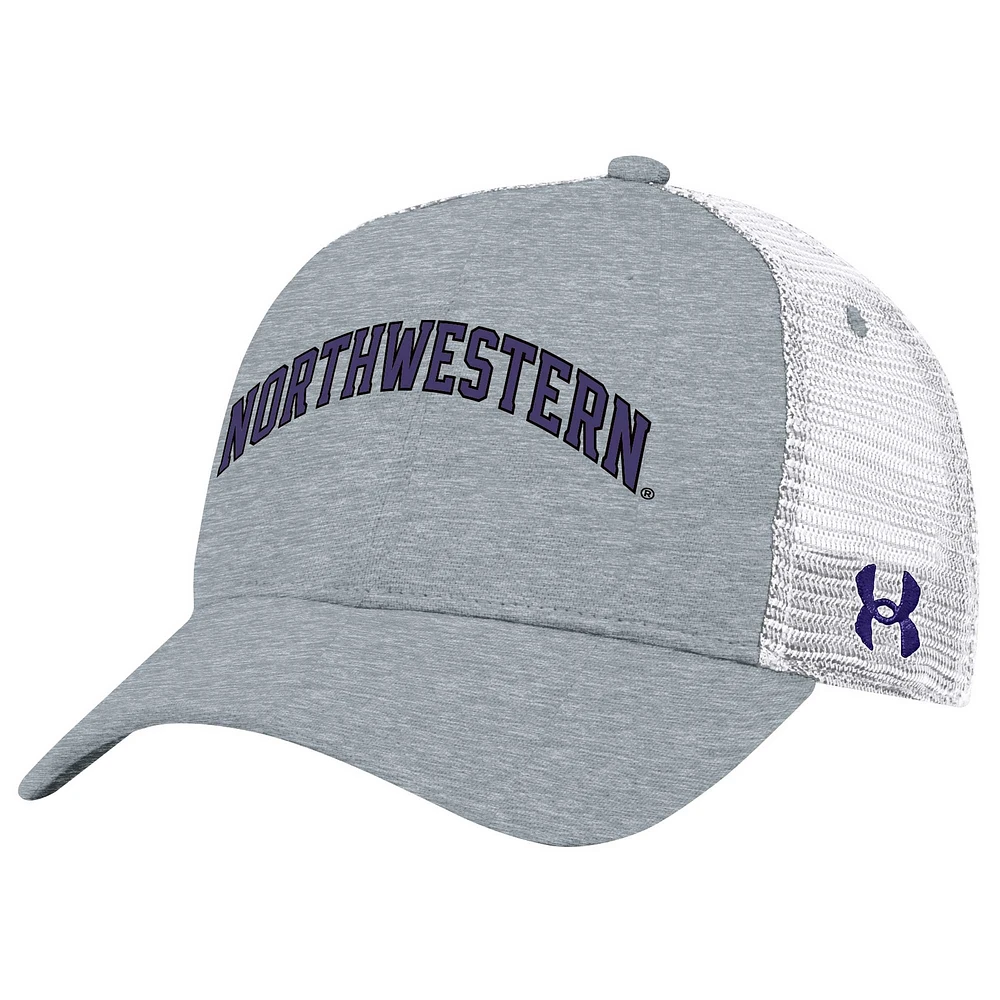 Casquette réglable gris Northwestern Wildcats 2023 Sideline Trucker Under Armour pour hommes