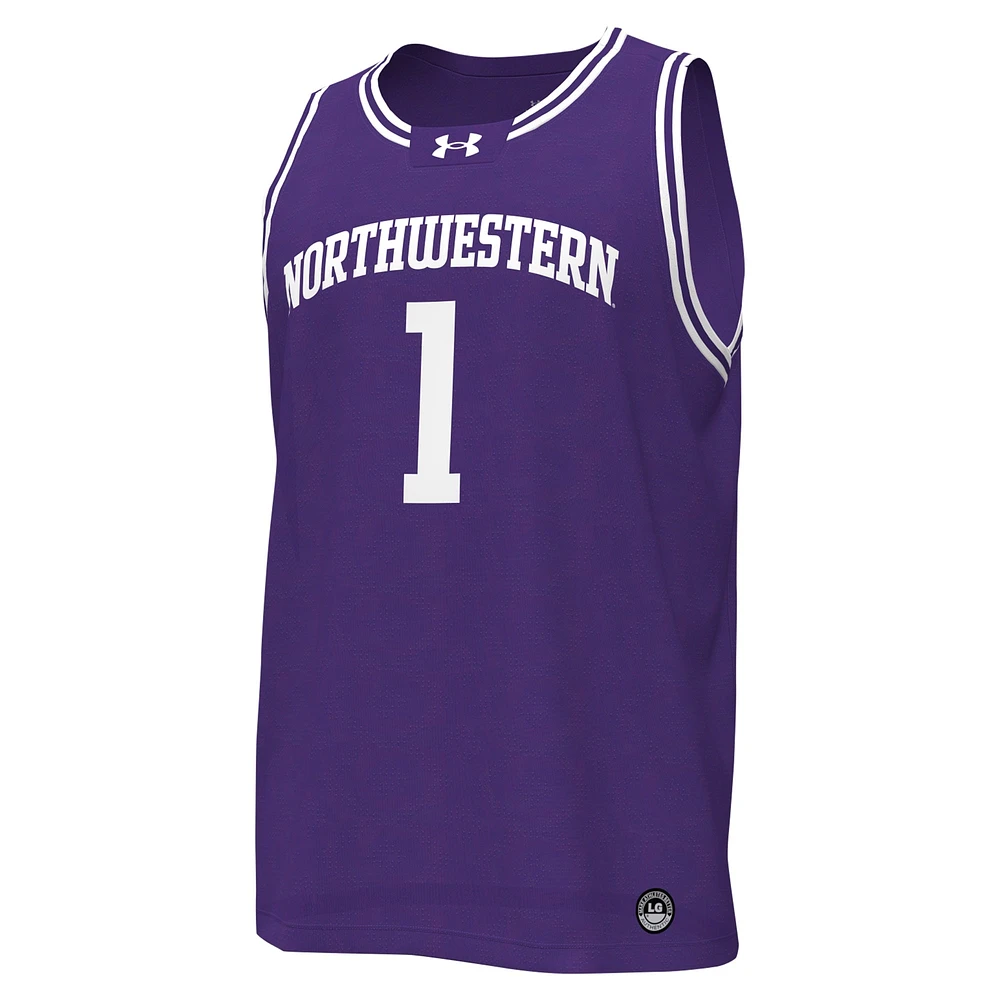 Maillot de basket-ball réplique Under Armour #1 violet Northwestern Wildcats pour hommes