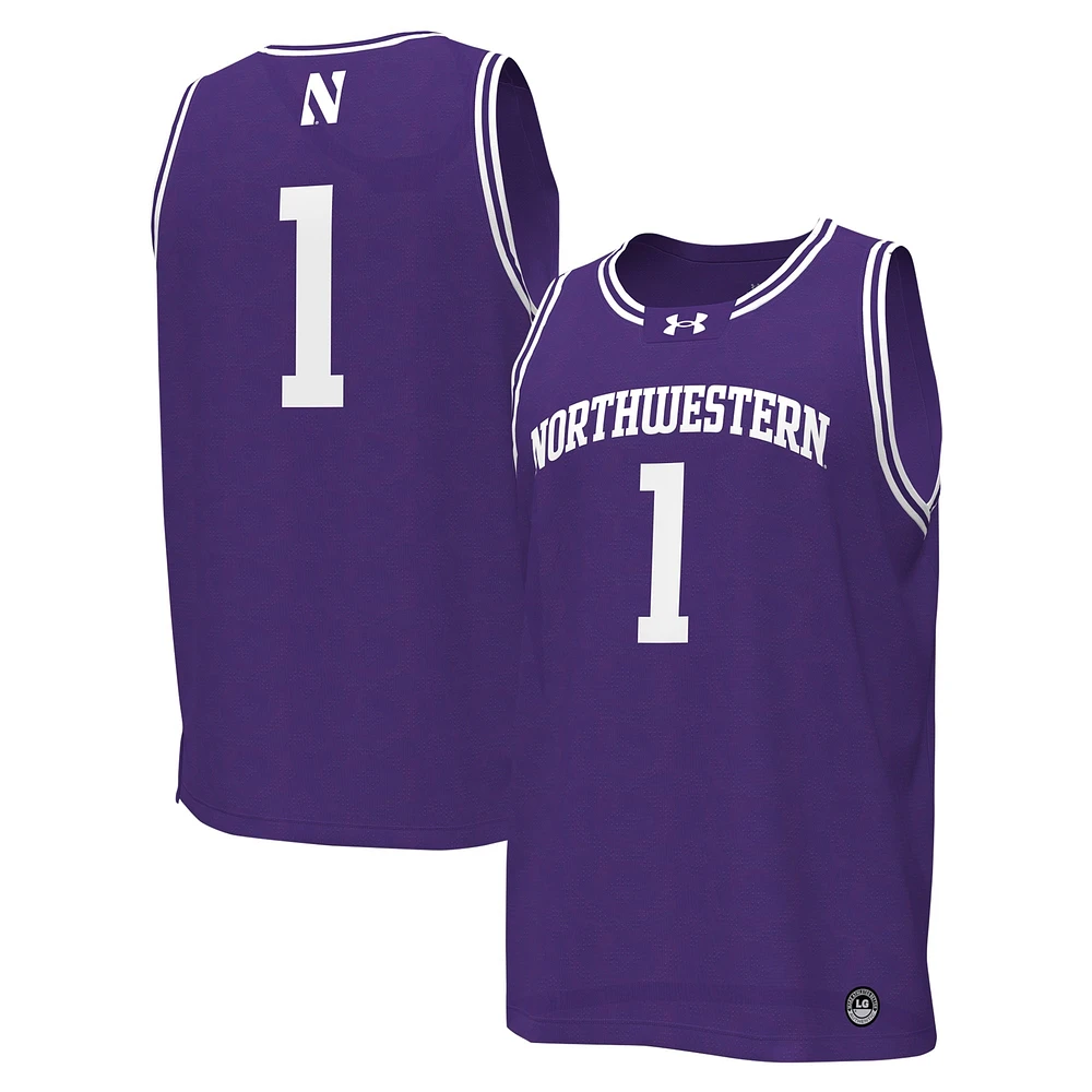 Maillot de basket-ball réplique Under Armour #1 violet Northwestern Wildcats pour hommes