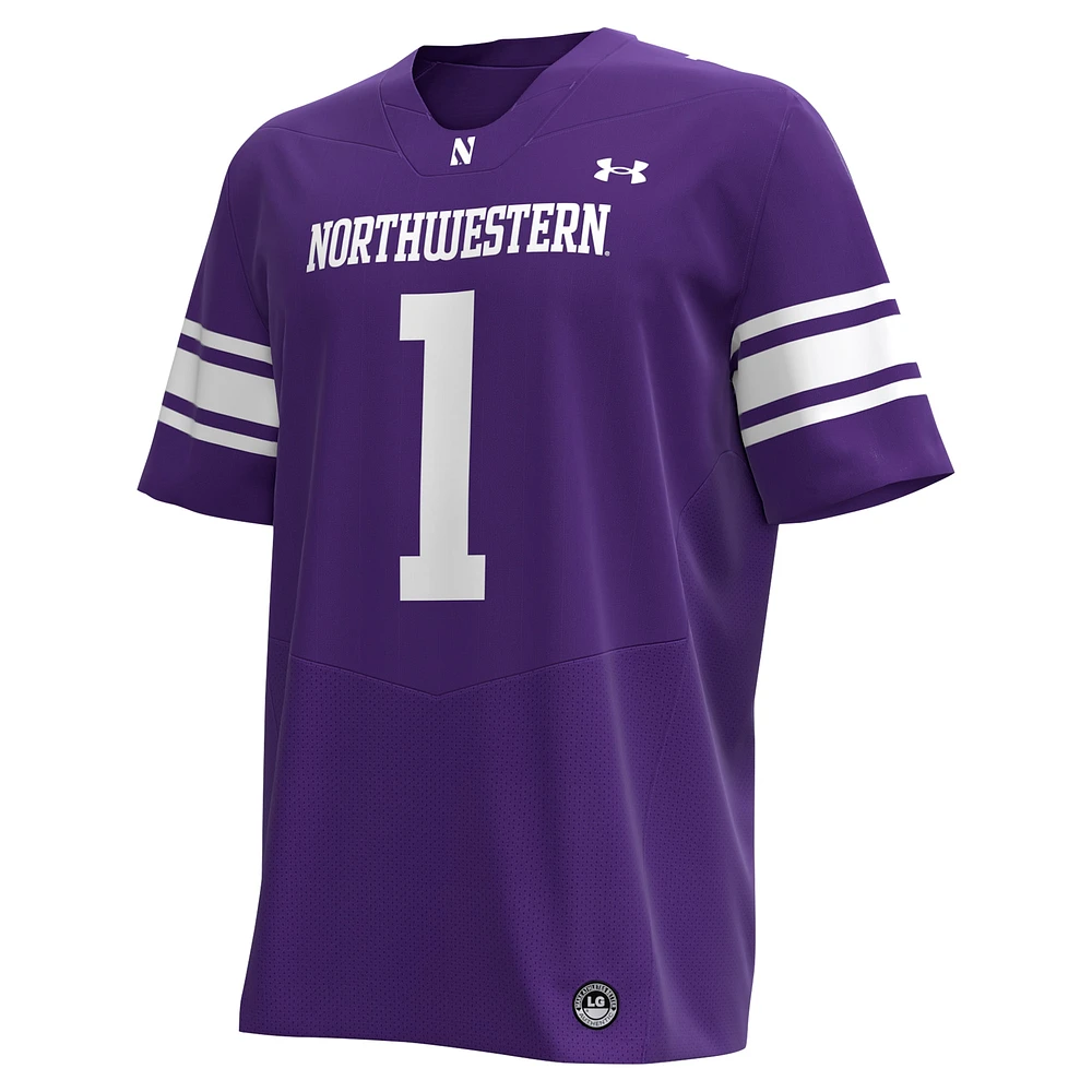 Maillot de football réplique Under Armour #1 violet Northwestern Wildcats pour hommes