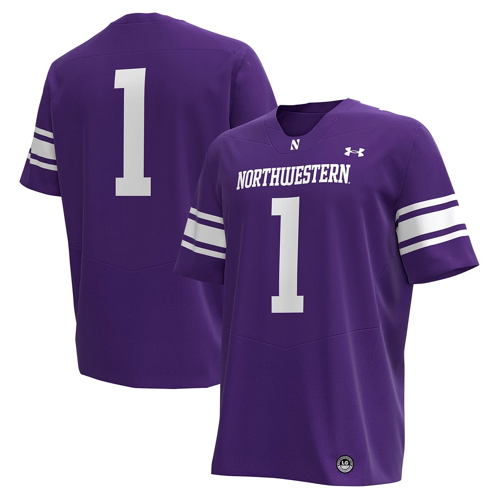 Maillot de football réplique Under Armour #1 violet Northwestern Wildcats pour hommes