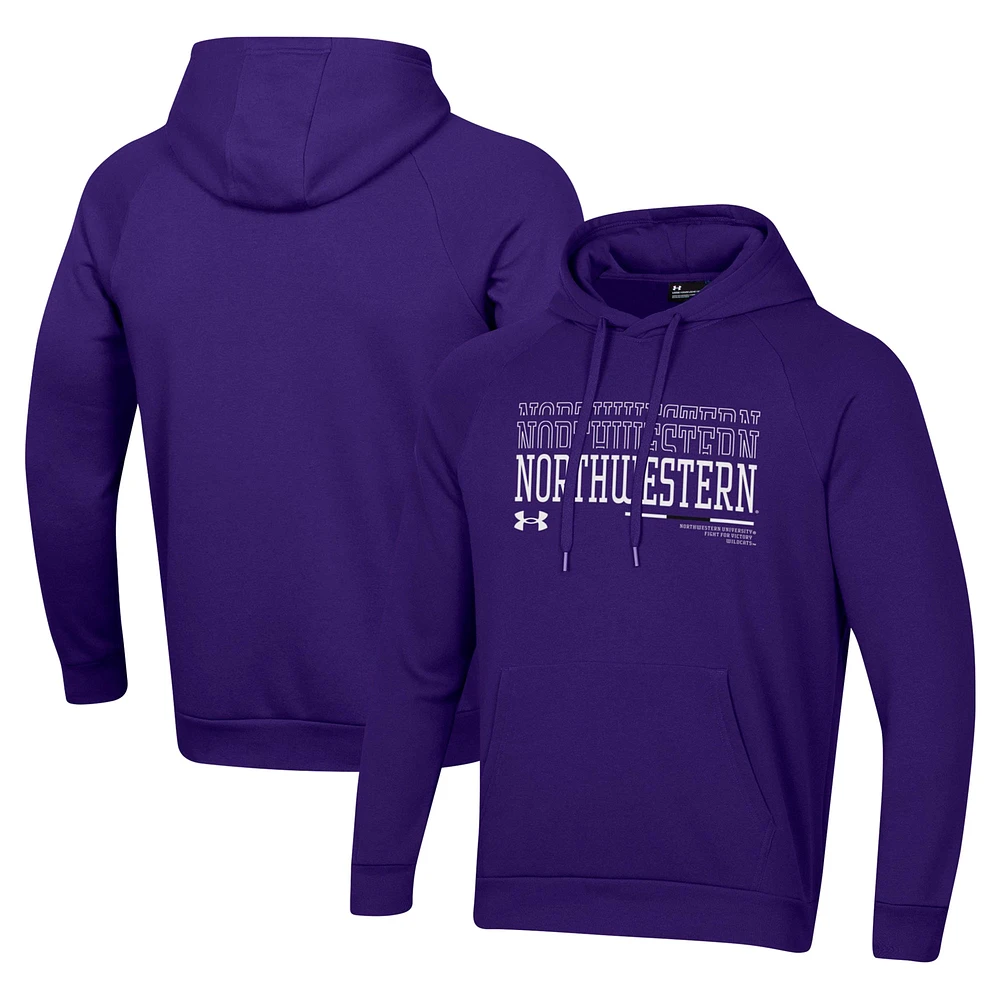 Sweat à capuche violet Under Armour Northwestern Wildcats 2024 Sideline Wordmark Rival pour hommes