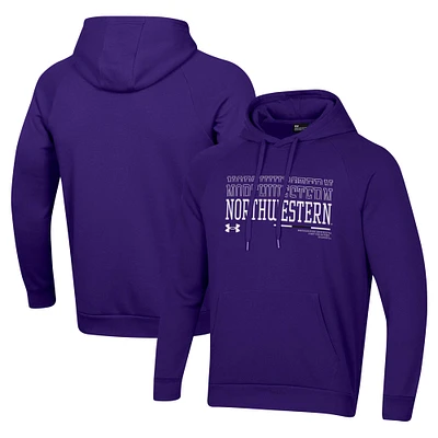 Men's Under Armour Purple Northwestern Wildcats 2024 Sideline Wordmark Rival Pullover Hoodie