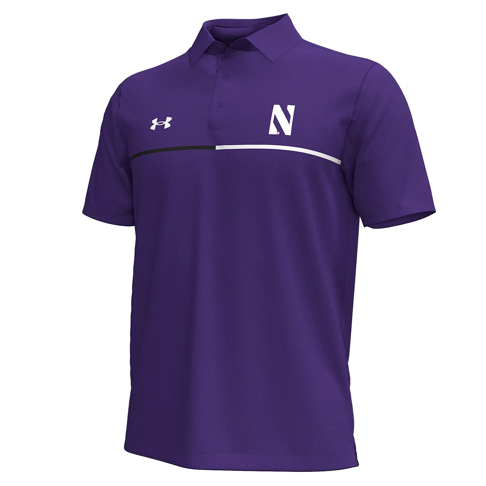 Polo de performance violet à rayures sur la poitrine pour hommes Under Armour Northwestern Wildcats Playoff