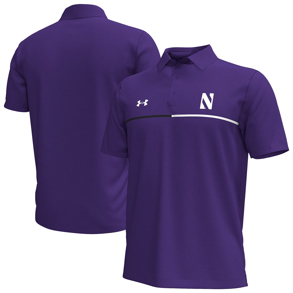 Polo de performance violet à rayures sur la poitrine pour hommes Under Armour Northwestern Wildcats Playoff