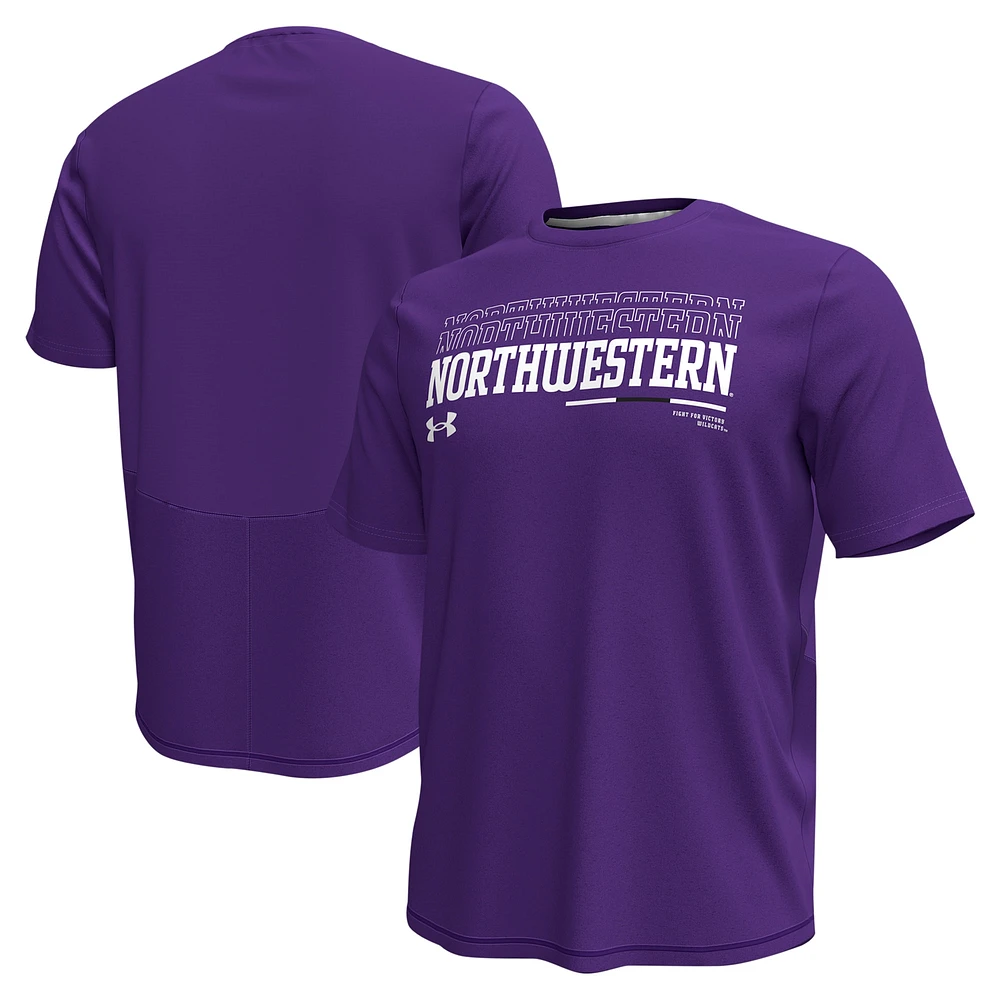 T-shirt violet Under Armour Northwestern Wildcats Sideline Knockout pour homme