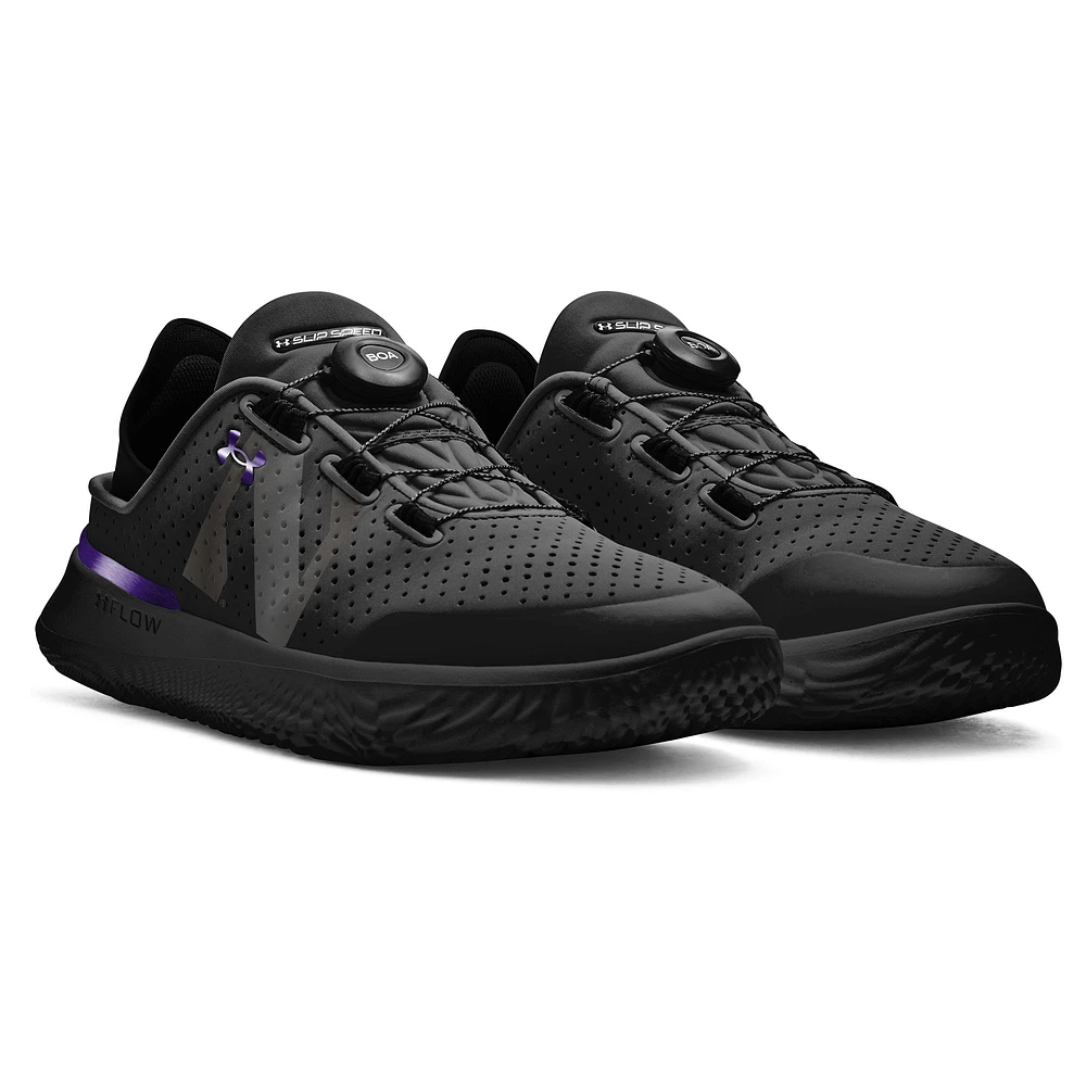 Chaussures de course unisexes Under Armour noires Northwestern Wildcats SlipSpeed