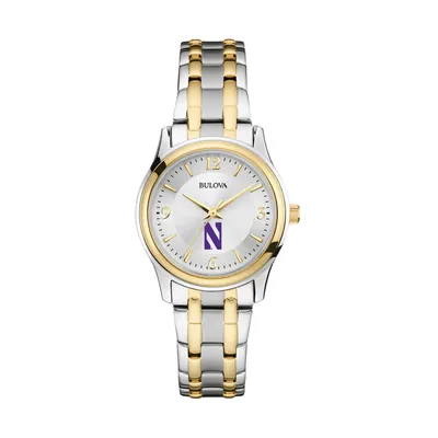 Northwestern Wildcats Bulova Women's Classic Two-Tone Round Watch - Silver/Gold