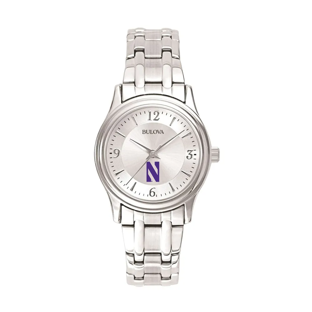 Northwestern Wildcats Bulova Women's Stainless Steel Quartz Watch - Silver