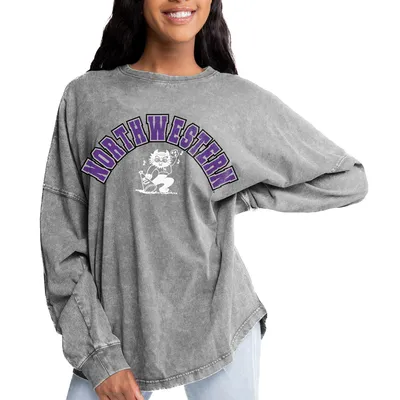 Northwestern Wildcats Gameday Couture Women's Faded Wash Pullover Sweatshirt - Gray