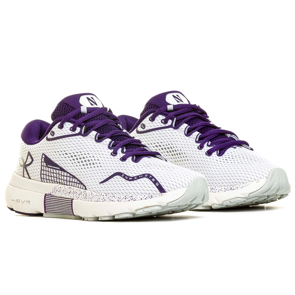 Chaussures de course Under Armour blanches Northwestern Wildcats Infinite 5 pour femmes