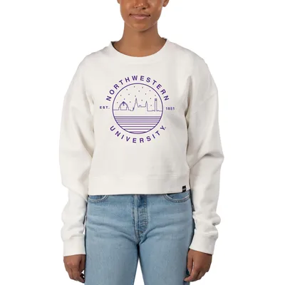 Northwestern Wildcats Uscape Apparel Women's Fleece Crop Pullover Sweatshirt - White
