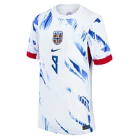 Maillot Nike Erling Haaland blanc pour enfant, réplique de l'équipe nationale Norvège 2024 extérieur