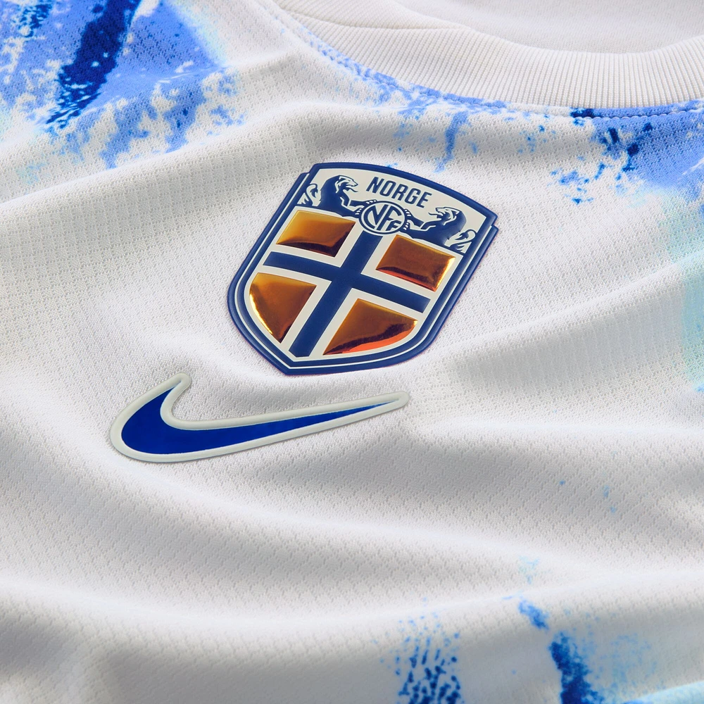 Maillot Nike Erling Haaland blanc pour enfant, réplique de l'équipe nationale Norvège 2024 extérieur