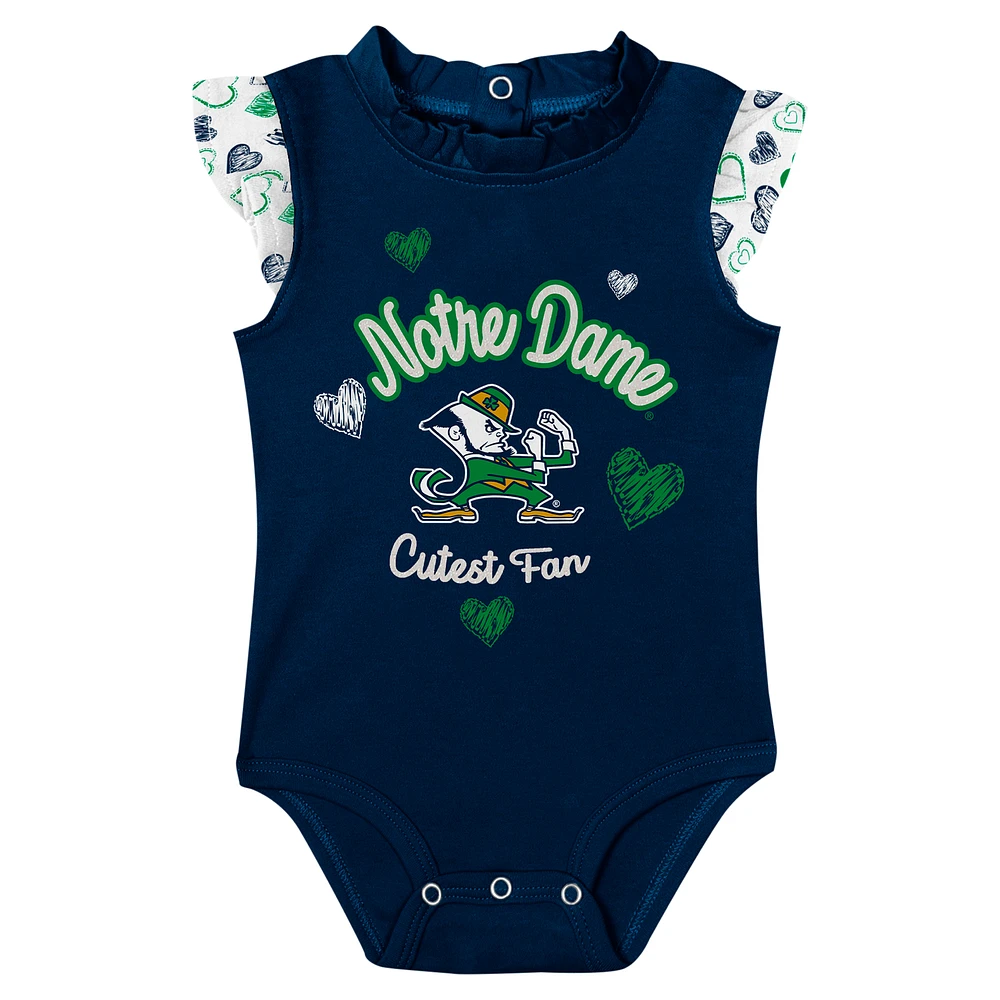 Ensemble de 2 bodies pour nouveau-né fille bleu marine Notre Dame Fighting Irish Happy Hearts