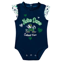 Girls Newborn Navy Notre Dame Fighting Irish Happy Hearts  2-Pack Bodysuit Set