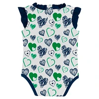 Girls Newborn Navy Notre Dame Fighting Irish Happy Hearts  2-Pack Bodysuit Set