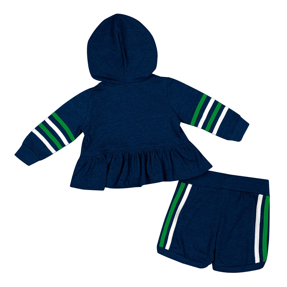 Girls Infant Colosseum Navy Notre Dame Fighting Irish Spoonful Full-Zip Hoodie & Shorts Set