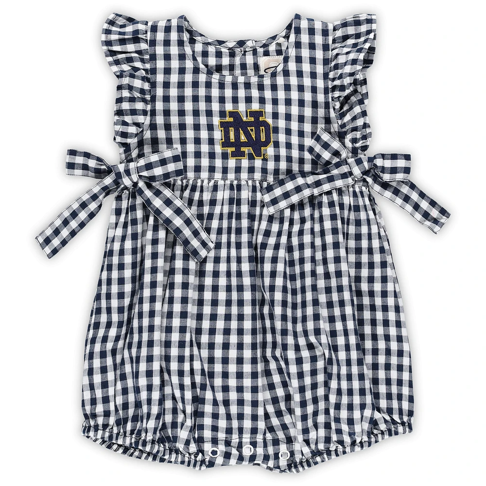 Girls Infant Garb Navy Notre Dame Fighting Irish Constance Gingham Romper