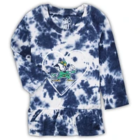Girls Infant Wes & Willy Navy Notre Dame Fighting Irish Tie-Dye Ruffle Raglan Long Sleeve T-Shirt Leggings Set