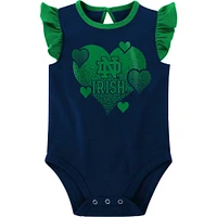 Lot de 2 bodys pour nouveau-nés et bébés bleu marine/vert Notre Dame Fighting Irish Spread the Love