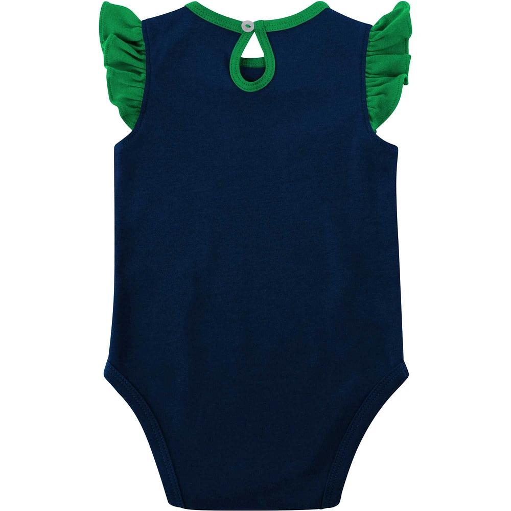 Lot de 2 bodys pour nouveau-nés et bébés bleu marine/vert Notre Dame Fighting Irish Spread the Love