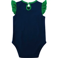 Lot de 2 bodys pour nouveau-nés et bébés bleu marine/vert Notre Dame Fighting Irish Spread the Love