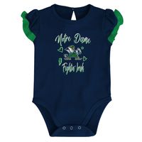 Girls Newborn & Infant Navy/Green Notre Dame Fighting Irish Too Much Love Two-Piece Bodysuit Set