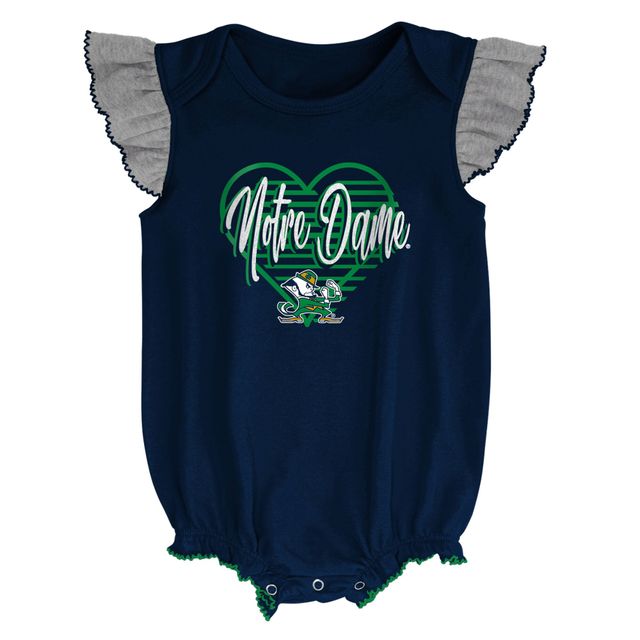 Ensemble bavoir et chaussons pour nouveau-né bébé bleu marine/gris chiné Notre Dame Fighting Irish All The Love