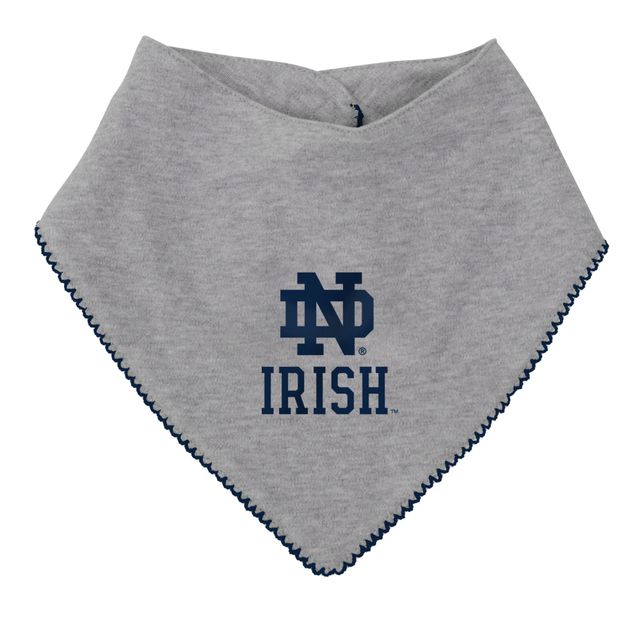 Ensemble bavoir et chaussons pour nouveau-né bébé bleu marine/gris chiné Notre Dame Fighting Irish All The Love