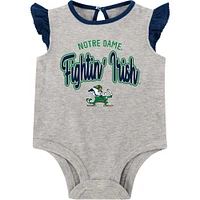 Girls Newborn Heather Gray Notre Dame Fighting Irish All Dolled Up Bodysuit, Skirt & Bootie Set