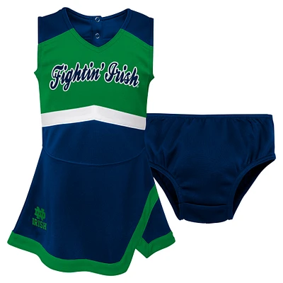 Ensemble robe pull et bloomer capitaine de pom-pom girls la marine Notre Dame Fighting Irish pour filles d'âge préscolaire