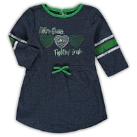 Filles Colosseum Heathered Navy Notre Dame Fighting Irish Poppin Sleeve Stripe Dress
