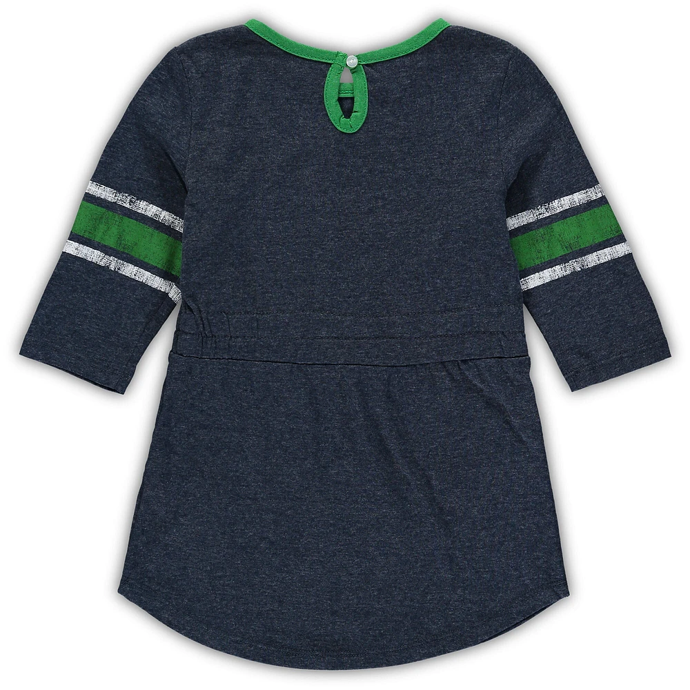 Filles Colosseum Heathered Navy Notre Dame Fighting Irish Poppin Sleeve Stripe Dress