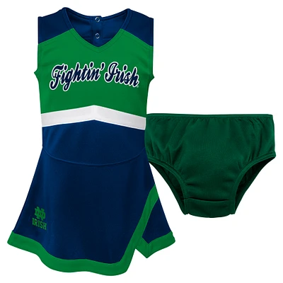 Ensemble deux pièces robe et bloomer de capitaine des pom-pom girls Notre Dame Fighting Irish bleu marine pour fille