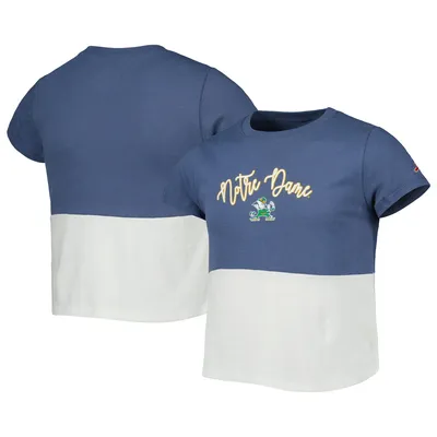 Notre Dame Fighting Irish League Collegiate Wear Girls Youth Colorblocked T-Shirt - Navy/White