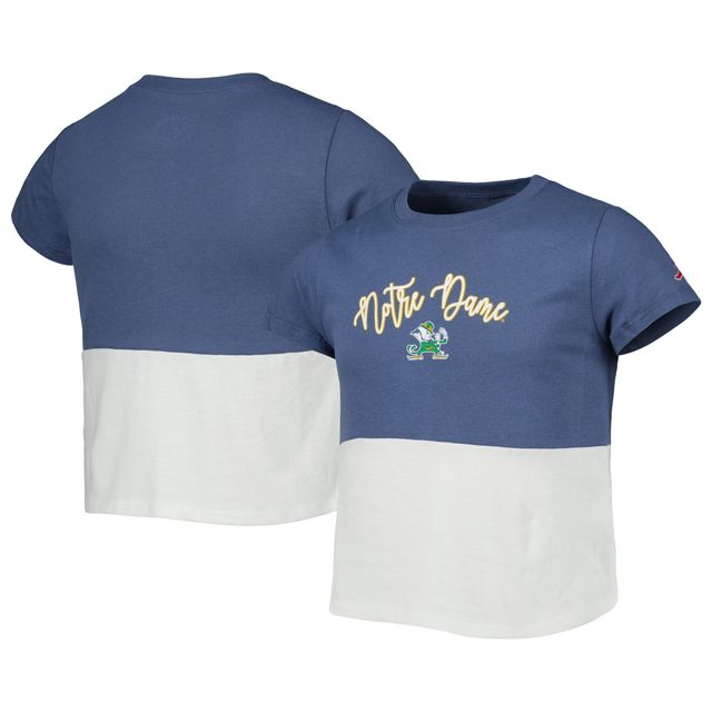 Girls Youth League Collegiate Wear T-shirt à couleurs contrastées bleu marine/blanc Notre Dame Fighting Irish