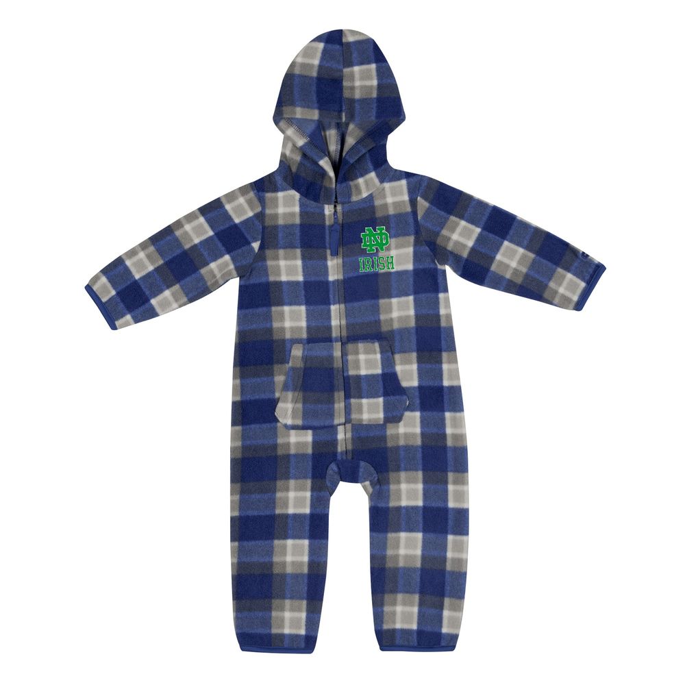 Infant Colosseum Navy/Gray Notre Dame Fighting Irish Farays Plaid Full-Zip Hoodie Jumper