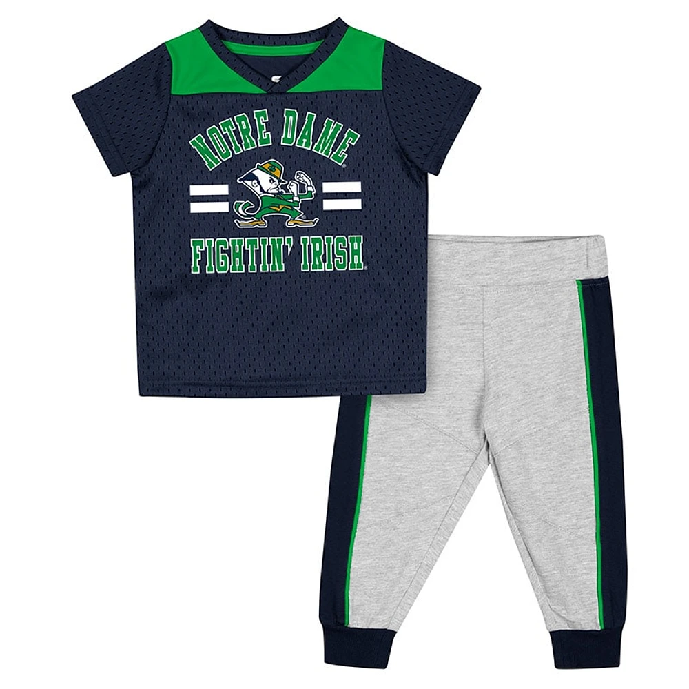 Infant Colosseum Navy/Heather Gray Notre Dame Fighting Irish Ka-Boot-It Jersey & Pants Set