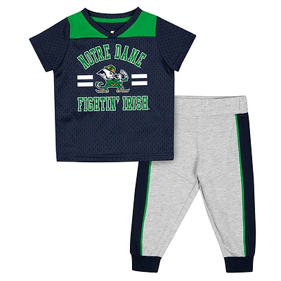 Ensemble maillot et pantalon Notre Dame Fighting Irish Ka-Boot-It bleu marine/gris chiné pour bébé