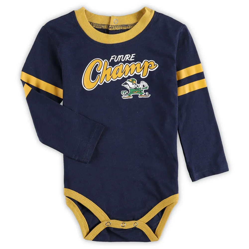 Ensemble body et pantalon de survêtement à manches longues Notre Dame Fighting Irish Little Kicker bleu marine/doré pour bébé