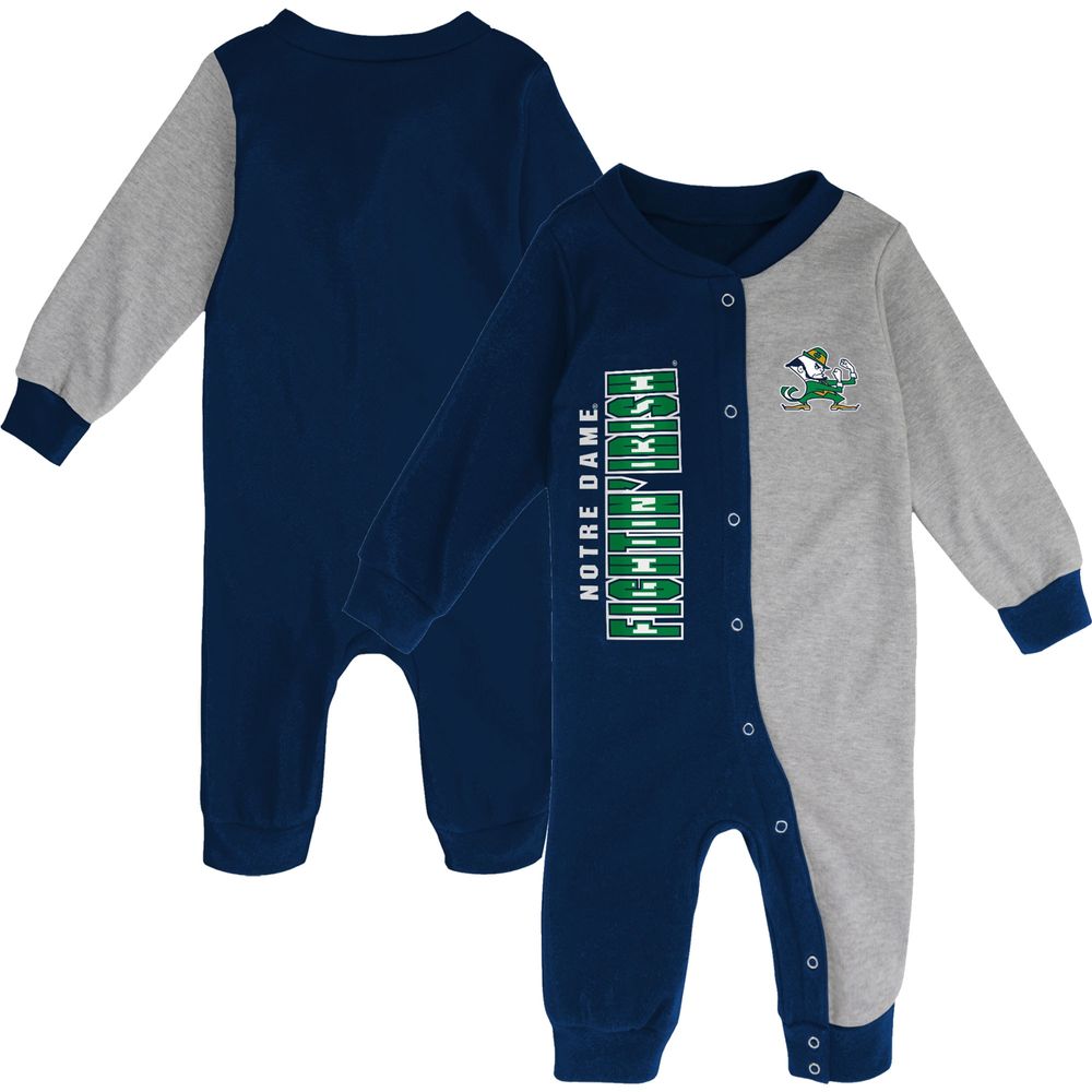 Infant Navy/Heather Gray Notre Dame Fighting Irish Halftime Two-Tone Sleeper