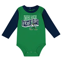 Ensemble body à manches longues et pantalon pour bébé bleu marine Notre Dame Fighting Irish Double Up