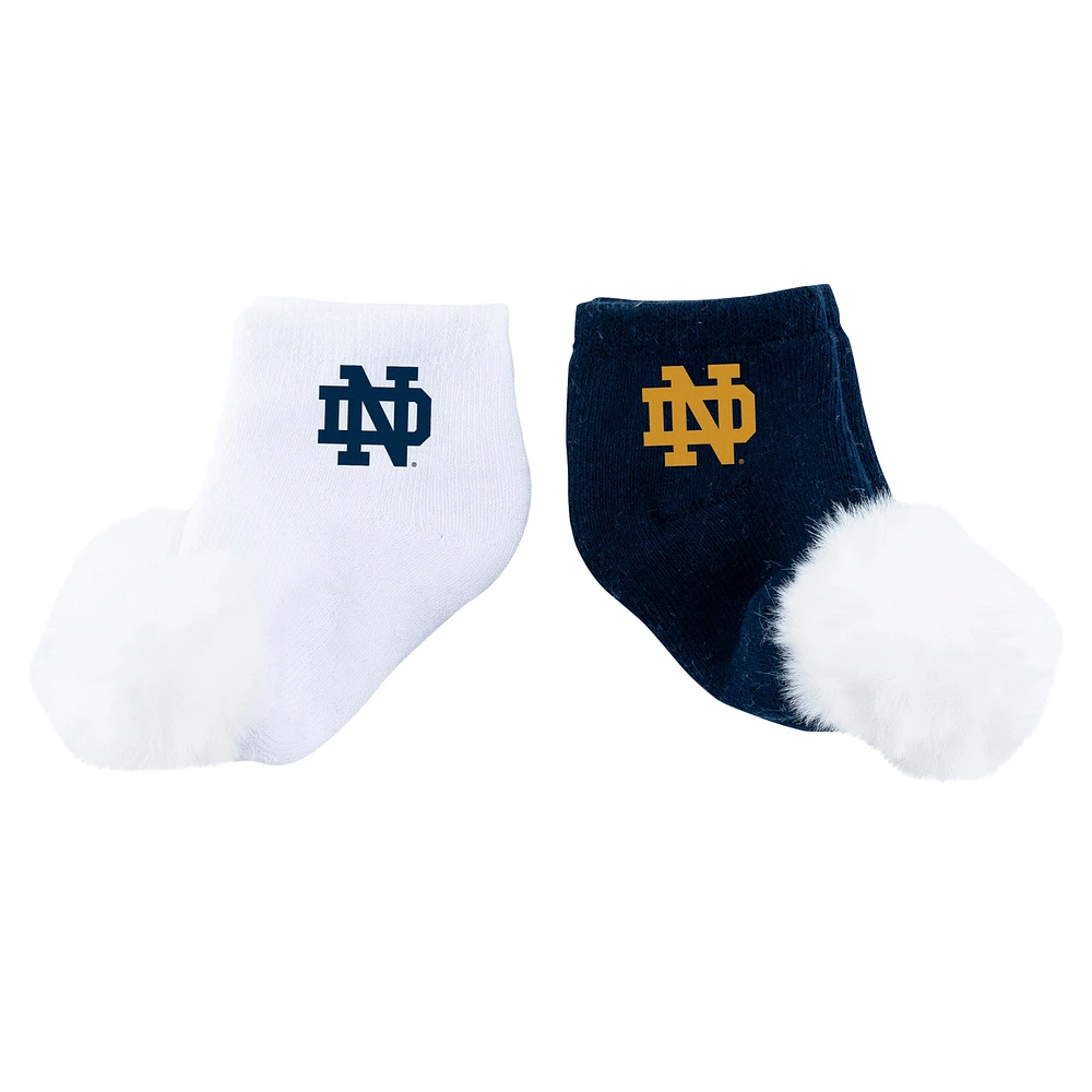 Lot de deux paires de chaussettes à pompon ZooZatz Notre Dame Fighting Irish pour bébé