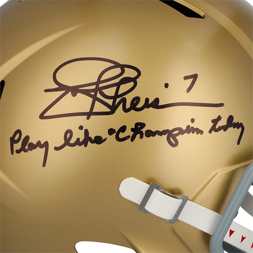 Joe Theismann Notre Dame Fighting Irish Autographed Riddell Speed Replica Helmet with "Play Like a Champion Today" Inscription