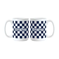 Logo Brands Notre Dame Fighting Irish 2-Pack 15oz. Checkered Wordmark Mug Set