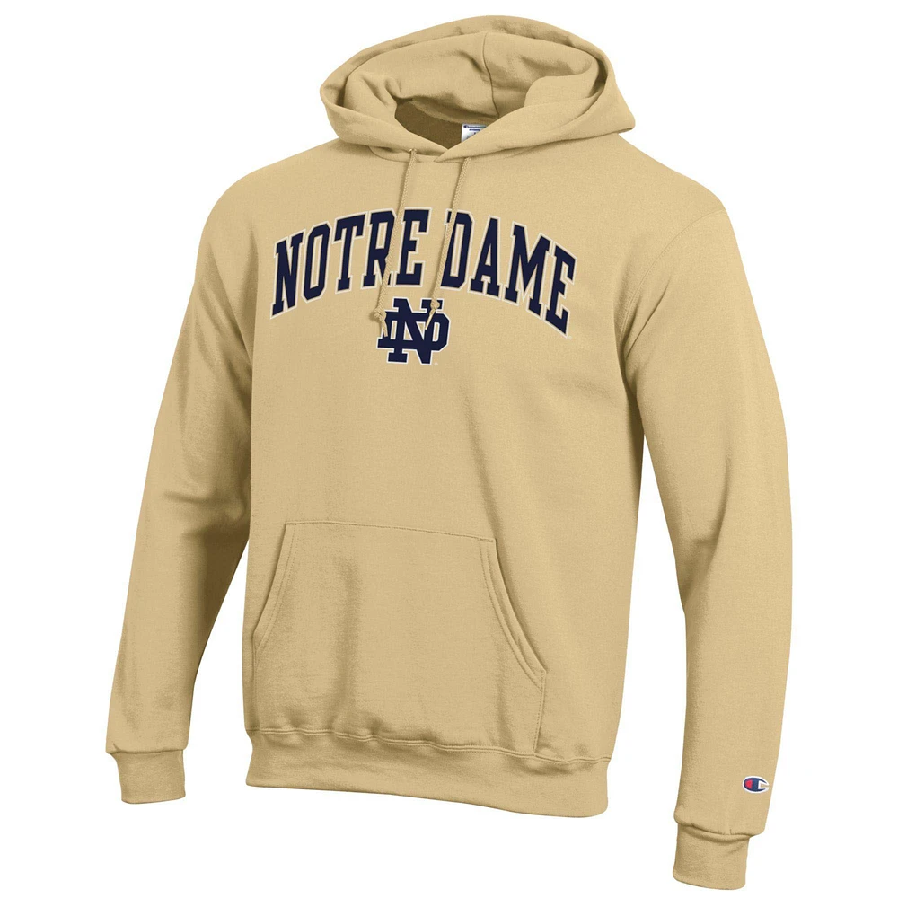Men's Champion  Gold Notre Dame Fighting Irish Arched Logo Fleece Pullover Hoodie